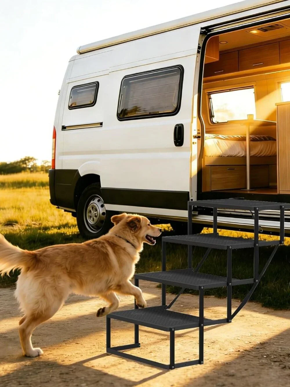 Dog Steps for Car, Truck, SUV, Dog Stairs for Car with Upgraded Non-Slip Surface